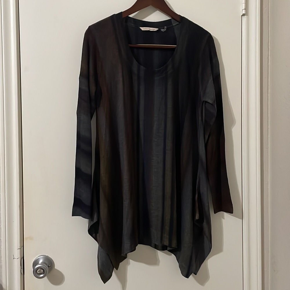 Soft Surroundings Top Womens Medium Multicolor Esha Stripe Asymmetrical